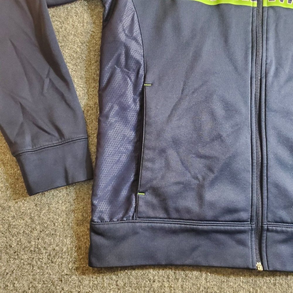 NFL Seattle Seahawks Majestic Zip Up Thermabase Size M Blue Logo Hooded Jacket - Picture 6 of 10